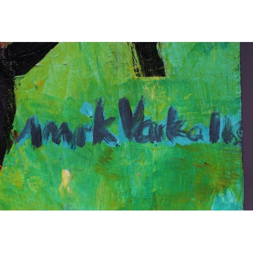 604 - AMRIK VARKALIS (b.1940) Landscape with Industrial Buildings, signed lower right, oil on canvas, 30