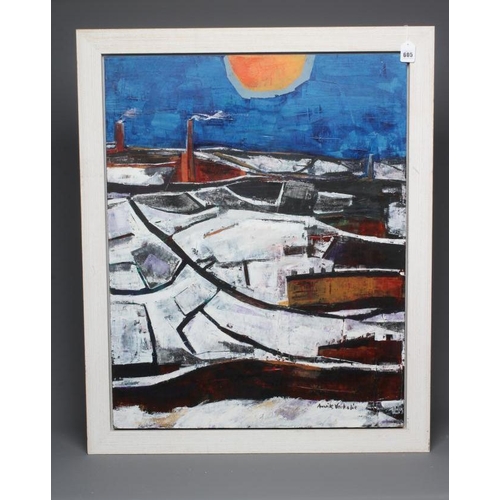 605 - AMRIK VARKALIS (b.1940) Winter Landscape, signed lower right, oil on board, 34 1/2