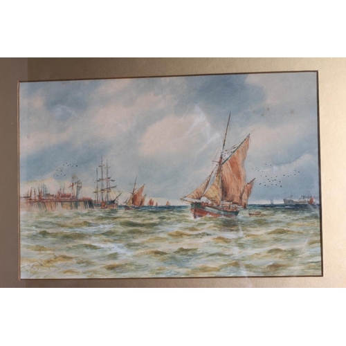 630 - THOMAS BUSH HARDY (1842-1897) Fishing Boats Entering and Departing a Busy Harbour, a pair, both sign... 