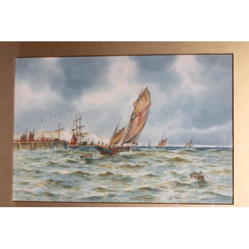 630 - THOMAS BUSH HARDY (1842-1897) Fishing Boats Entering and Departing a Busy Harbour, a pair, both sign... 