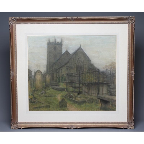 632 - CHARLES MERTENS (1865-1919) Calverley Church, signed lower left, pastel, 24