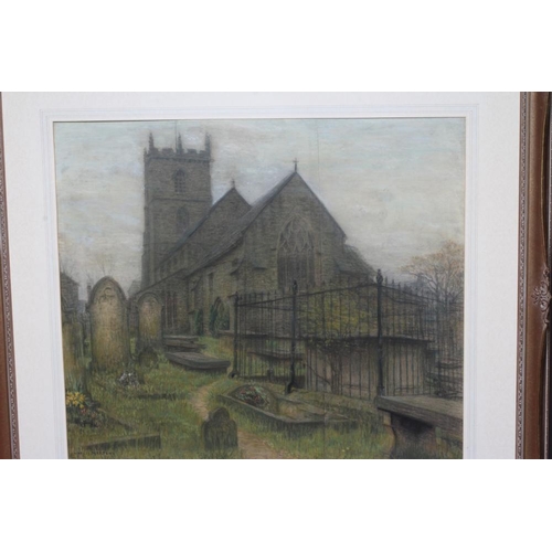 632 - CHARLES MERTENS (1865-1919) Calverley Church, signed lower left, pastel, 24