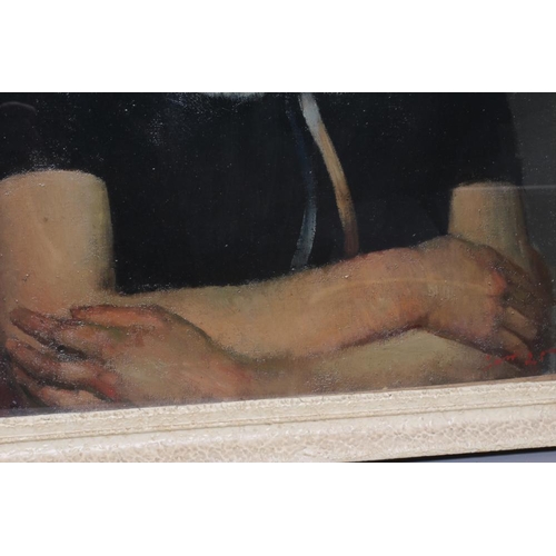 642 - HENRY MARVELL CARR (1894-1970) Portrait of a Lady, Half length with arms folded, wearing a black dre... 