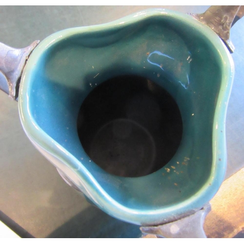 494 - AN ART NOUVEAU EARTHENWARE VASE BY J. VON SCHWARZ of bulbous form with rounded trefoil neck in a str... 