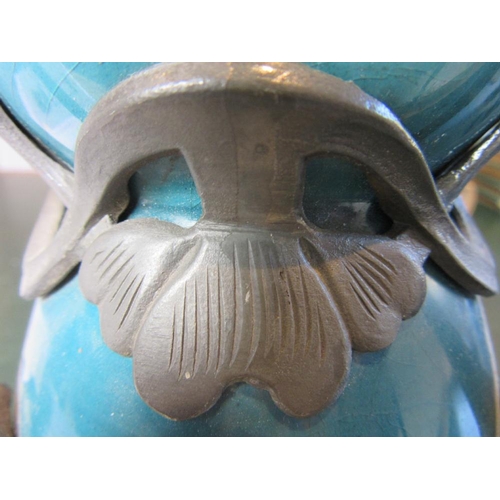 494 - AN ART NOUVEAU EARTHENWARE VASE BY J. VON SCHWARZ of bulbous form with rounded trefoil neck in a str... 