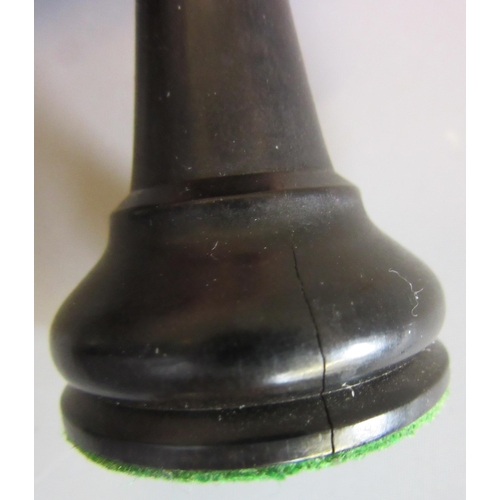 502 - A JAQUES STAUNTON CHESS SET, c.1981, in box and ebony, weighted, in green baize lined box with label... 