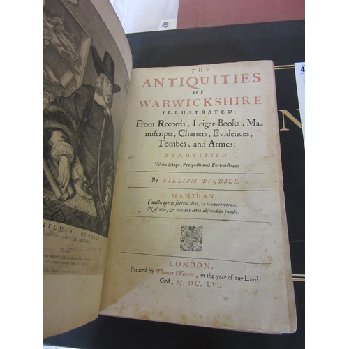 470 - THE ANTIQUITIES OF WARWICKSHIRE, William Dugdale, 1655, Thomas Warren, diced calf binding with taped... 