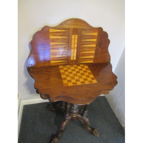 990 - WALNUT FOLD-OVER GAMES TABLE