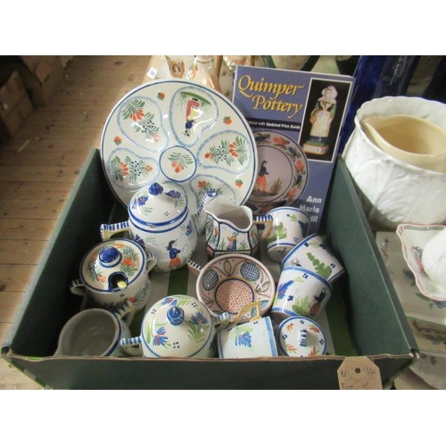 BOX OF QUIMPER POTTERY