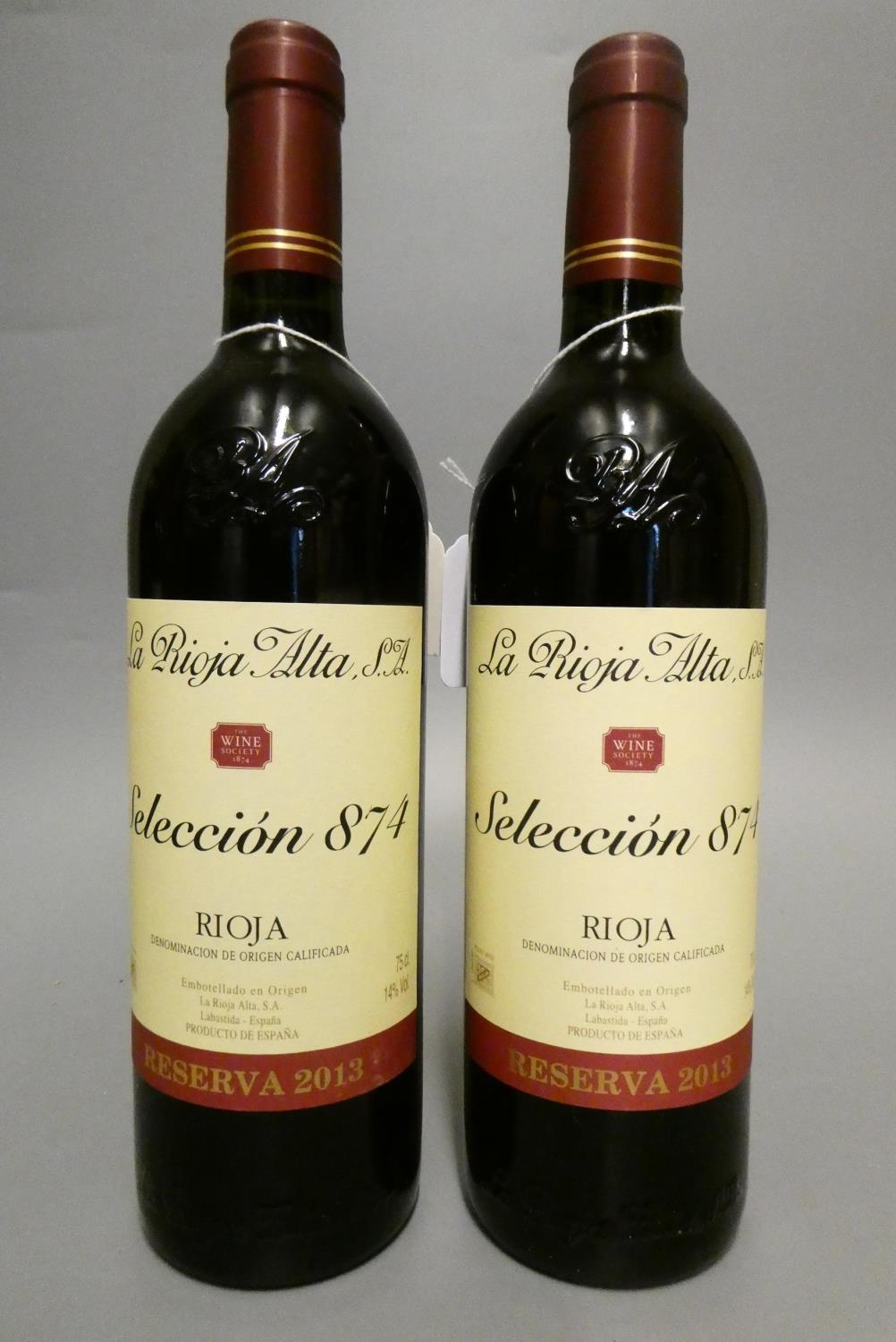 Two bottles La Rioja Alta 2013 Seleccion 874, rioja (Est. plus 24% ...