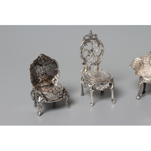 132 - AN ELIZABETH II MINIATURE SILVER FOUR PIECE SALON SUITE by David Hollander & Son, Birmingham 1976, c... 