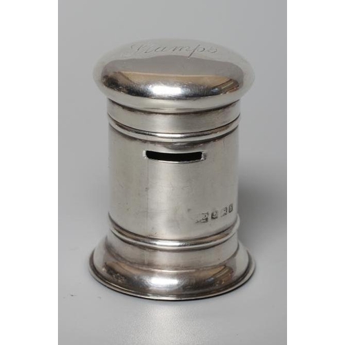 137 - OF PHILATELIC INTEREST - AN EDWARDIAN SILVER NOVELTY STAMP POST BOX, maker's mark indistinct, Birmin... 