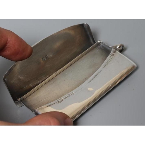 139 - OF PHILATELIC INTEREST - A GEORGE V SILVER AND ENAMEL ENVELOPE STAMP CASE by Mappin & Webb, Birmingh... 