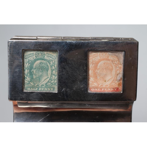 142 - OF PHILATELIC INTEREST - A GEORGE V SILVER STAMP/PEN HOLDER by Levi & Salaman, London (date rubbed),... 