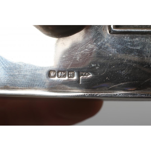 144 - OF PHILATELIC INTEREST - AN EDWARDIAN SILVER ROCKER BLOTTER by Walker & Hall, of oblong form with tw... 