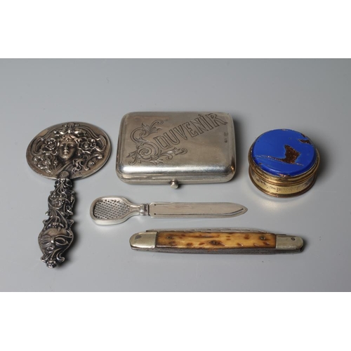 151 - AN EARLY VICTORIAN FOLDING FRUIT KNIFE by John Oxley, Sheffield 1847, with engraved silver blade and... 