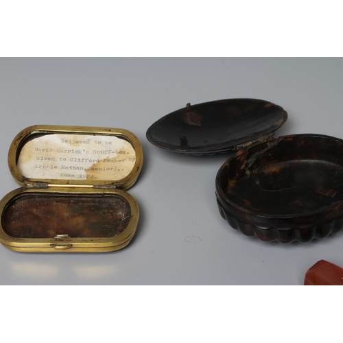 163 - A SILVER MOUNTED TORTOISESHELL SNUFF BOX, mid 18th century, of rounded oblong form with a piquework ... 