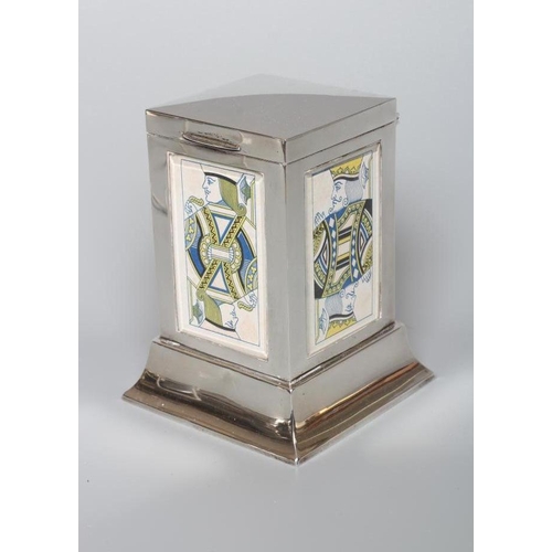 173 - A GEORGE VI SILVER PLAYING CARDS BOX by S Blanckensee & Son Ltd., Birmingham 1937, of plain square s... 