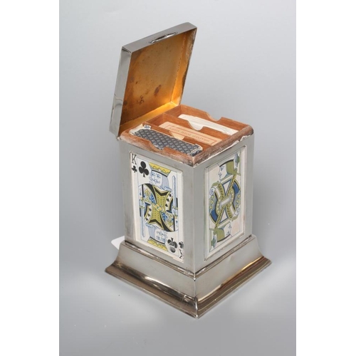 173 - A GEORGE VI SILVER PLAYING CARDS BOX by S Blanckensee & Son Ltd., Birmingham 1937, of plain square s... 