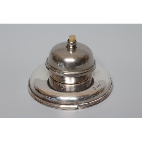 175 - A SILVER SHOP COUNTER BELL by Charles Boyton & Son Ltd., London 1924, with ivorine push button, on a... 