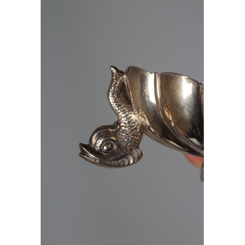 176 - A PAIR OF VICTORIAN SILVER SHELL SALTS by Henry Hall & John Edward Bingham, Sheffield 1868, raised u... 