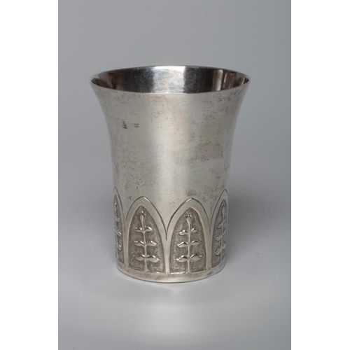 178 - AN AUSTRIAN SILVER BEAKER, early 19th century, of flared cylindrical form, the lower section chased ... 