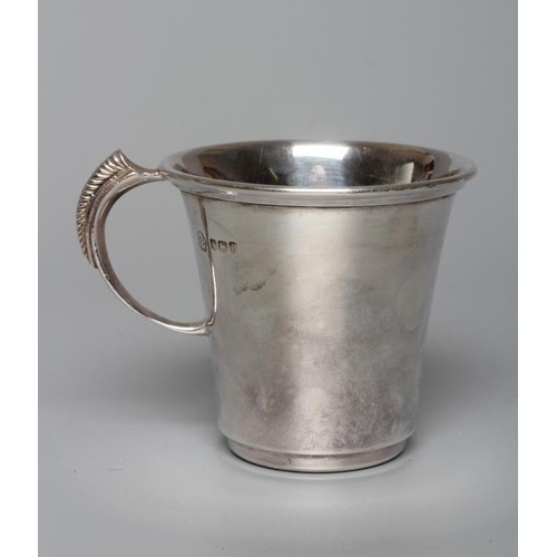 186 - AN ELIZABETH II SILVER CHRISTENING CUP by Pinder Bros., Sheffield 1971, of flared cylindrical form w... 