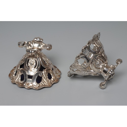 189 - A PAIR OF EARLY VICTORIAN SILVER SALTS by Joseph Rodgers & Sons, Sheffield 1845, of rounded conical ... 