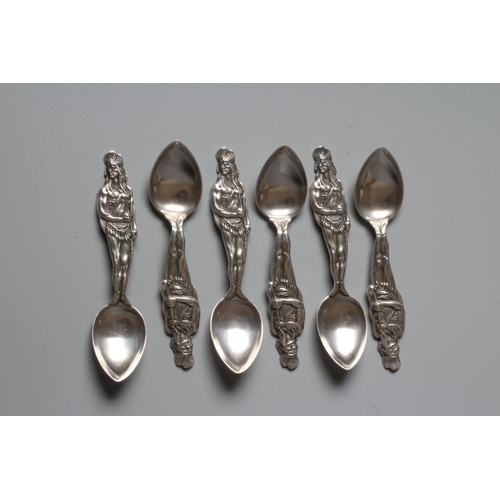 191 - A SET OF SIX CANADIAN TEASPOONS by PW Ellis & Co. of Toronto, stamped Sterling, each chased with the... 