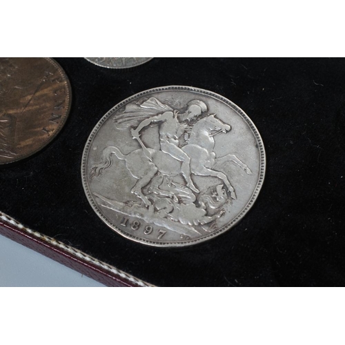 A VICTORIA SPECIMEN COIN SET, 1897, incomplete with 7 coins, boxed