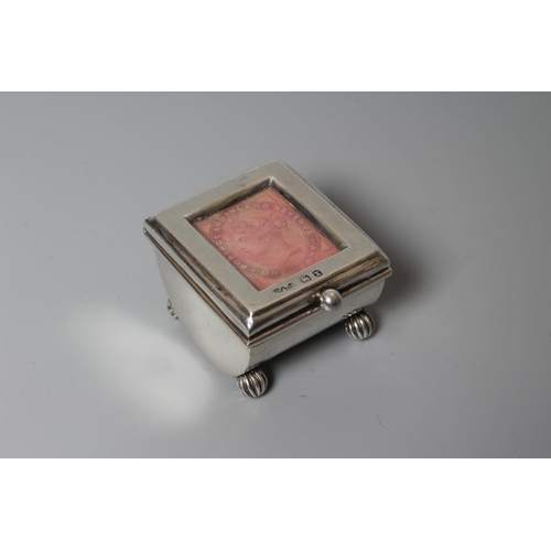 145 - OF PHILATELIC INTEREST - A LATE VICTORIAN SILVER STAMP BOX by Grey & Co., Birmingham 1897, of semi-c... 