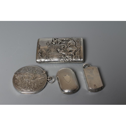 135 - A VICTORIAN SILVER VESTA CASE by Joseph Hayes Taylor, Chester 1883, of D end oblong form with slide ... 