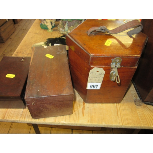 CONCERTINA BOX AND TWO OTHER WOODEN BOXES