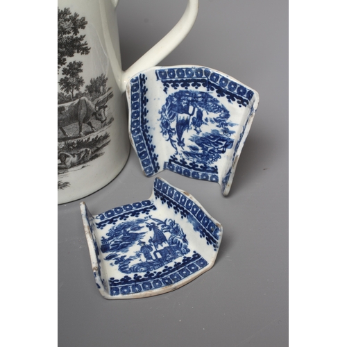 33 - A COLLECTION OF EIGHTEENTH CENTURY ENGLISH PORCELAIN comprising a First Period Worcester large Milkm... 