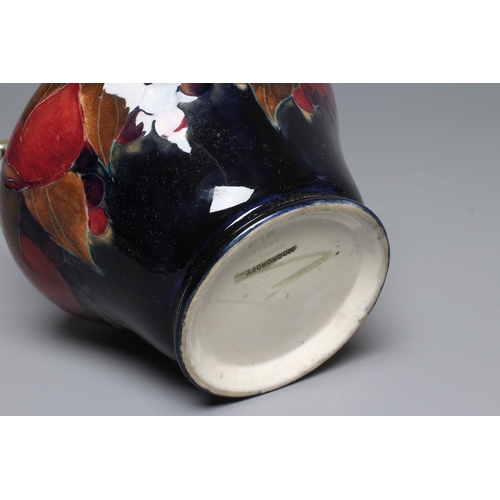 50 - A MOORCROFT POMEGRANATE BISCUIT BARREL, early 20th century, of inverted baluster form with EPNS moun... 