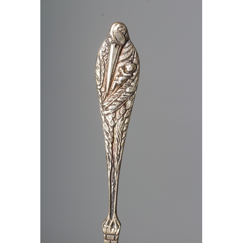 107 - THREE SILVER BIRTH RECORD PRESENTATION SPOONS, one by Laurence R Watson & Co., Birmingham 1957, one ... 