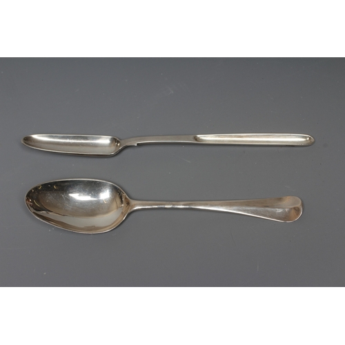 123 - A GEORGE II SILVER HANOVARIAN PATTERN TABLESPOON, no maker's mark, London 1736, 7 3/4