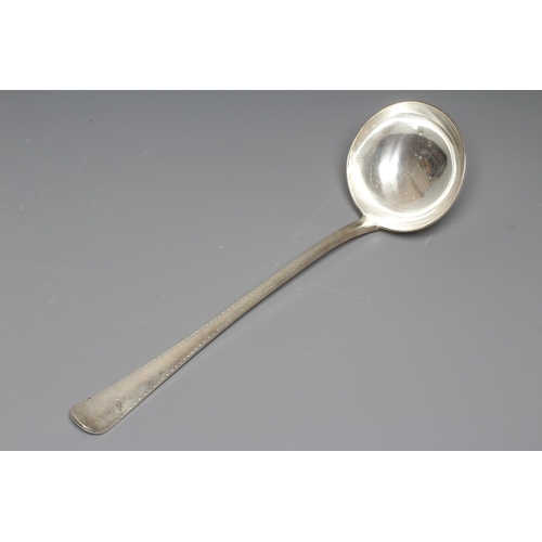 126 - A VICTORIAN SILVER HANOVARIAN PATTERN SOUP LADLE, maker's mark GA, London 1862, with bright cut engr... 