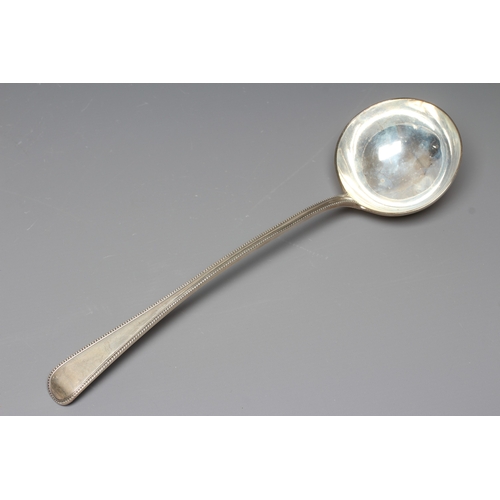 130 - A VICTORIAN SILVER BEAD PATTERN SOUP LADLE, maker's mark GA, London 1874, 13 1/4