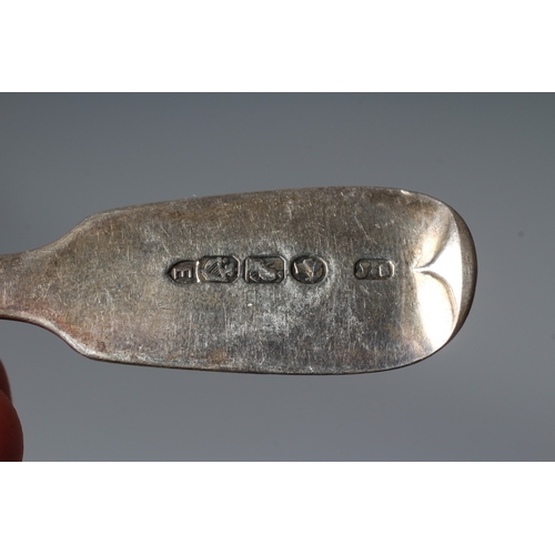 140 - A SET OF SIX VICTORIAN IRISH SILVER FIDDLE PATTERN TEASPOONS, maker's mark J.S, Dublin 1875, engrave... 