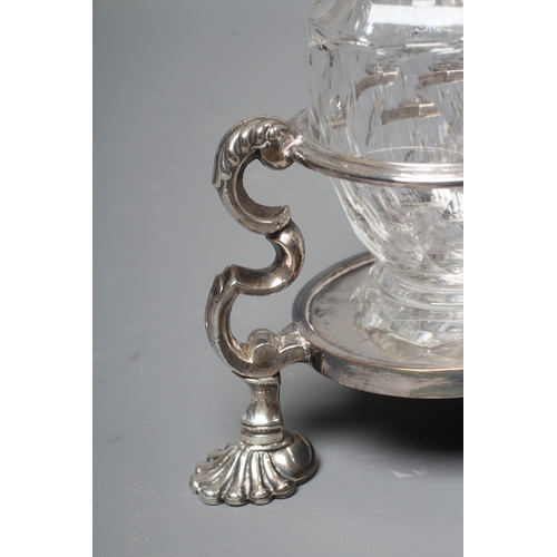 142 - A VICTORIAN OLD SHEFFIELD PLATE WARWICK CRUET, apparently unmarked, of typical form, the rococo cart... 