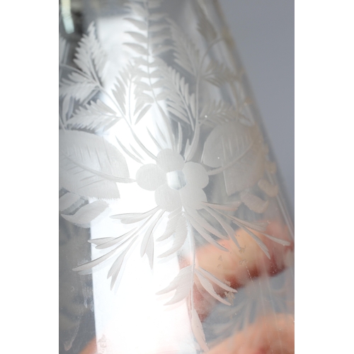 146 - A VICTORIAN SILVER MOUNTED GLASS CLARET JUG by Hukin & Heath, Birmingham 1882, the clear tapering cy... 