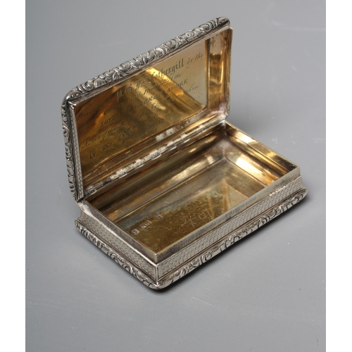 147 - A WILLIAM IV SILVER TABLE SNUFF BOX by Nathaniel Mills, Birmingham 1834, of rounded oblong form with... 