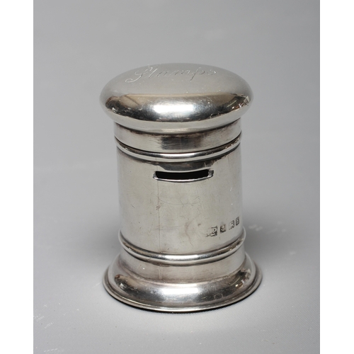 151 - OF PHILATELIC INTEREST - AN EDWARD VII SILVER NOVELTY STAMP POST BOX, maker's mark indistinct, Birmi... 