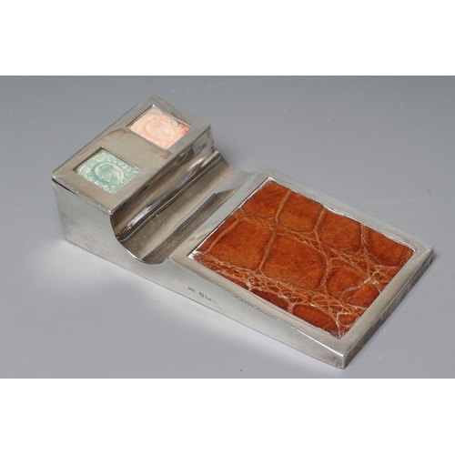 153 - OF PHILATELIC INTEREST - A GEORGE V SILVER STAMP/PEN HOLDER by Levi & Salaman, London (date rubbed),... 