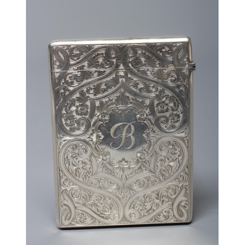 157 - A MID VICTORIAN SILVER VISITING CARD CASE by Sampson Mordan, London 1872, of plain oblong form, all-... 