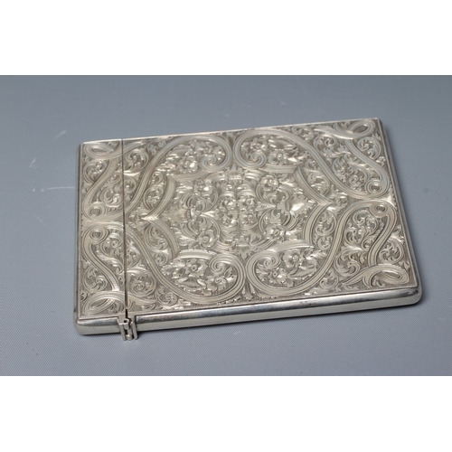 157 - A MID VICTORIAN SILVER VISITING CARD CASE by Sampson Mordan, London 1872, of plain oblong form, all-... 