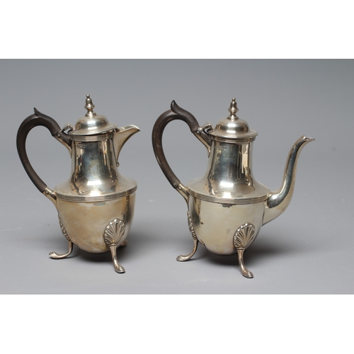 163 - A PAIR OF LATE VICTORIAN SILVER CAFÉ-AU-LAIT POTS by Harrison Bros. & Howson, Sheffield 1899, of vas... 