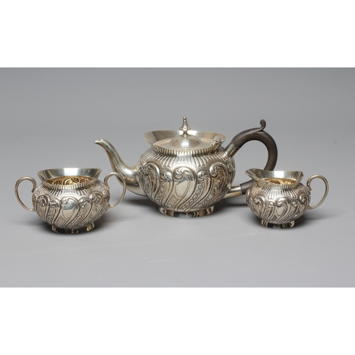 166 - A COMPOSITE LATE VICTORIAN SILVER THREE PIECE TEA SERVICE by William Hutton & Sons Ltd., Sheffield 1... 