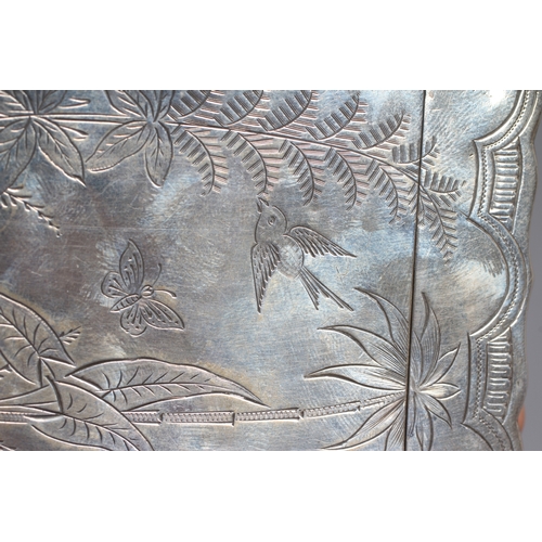 176 - A VICTORIAN SILVER VISITING CARD CASE by Cronin & Wheeler, Birmingham 1852, of shaped oblong form wi... 